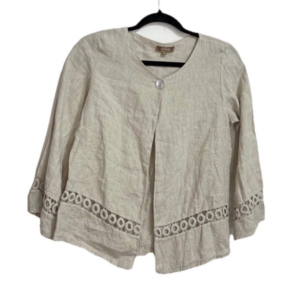 Carla Conti Italy 100% Linen One Button Cardigan Old Money Linen Blazer Size S